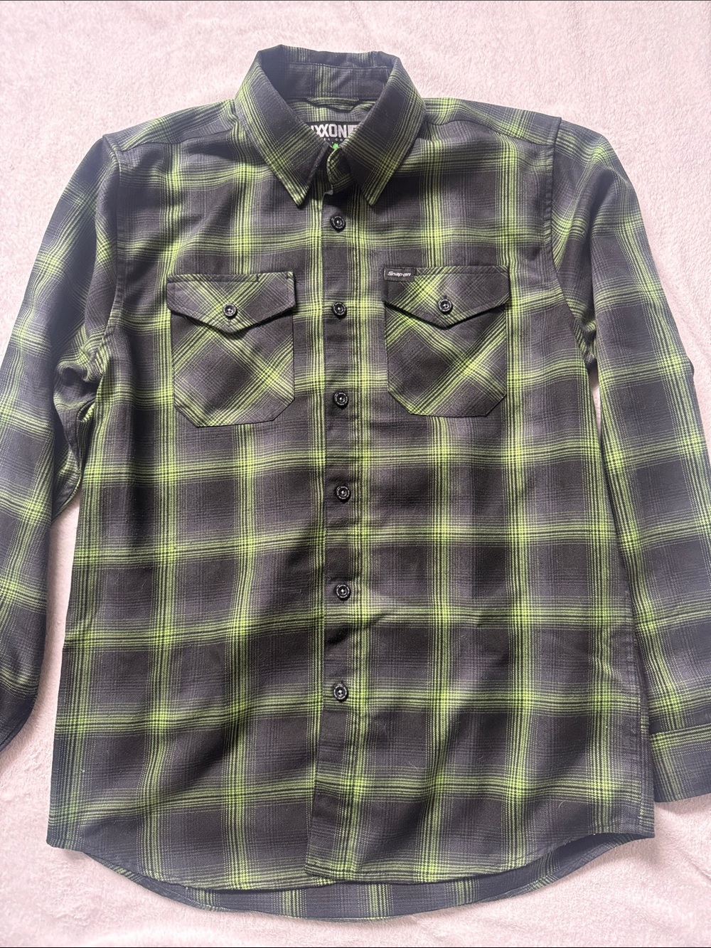 DIXXON Black and Lime Plaid Button-Down Shirt
